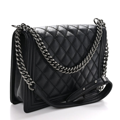 Chanel Calfskin Embossed Stitch Large Boy Flap Black 3 of 12
