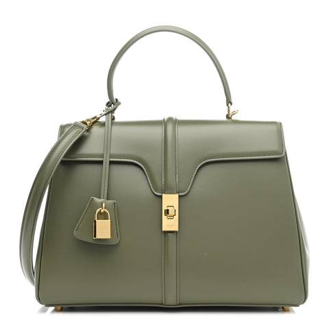 Satinated Calfskin Medium 16 Top Handle Bag Sage