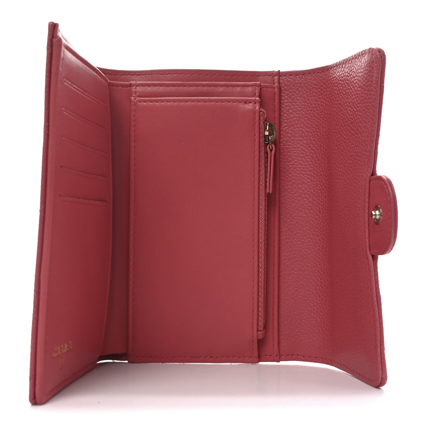 Metallic Caviar Quilted Medium Flap Wallet Pink