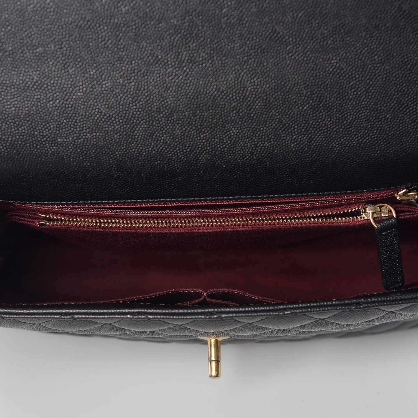 Caviar Quilted Medium Coco Handle Flap Black