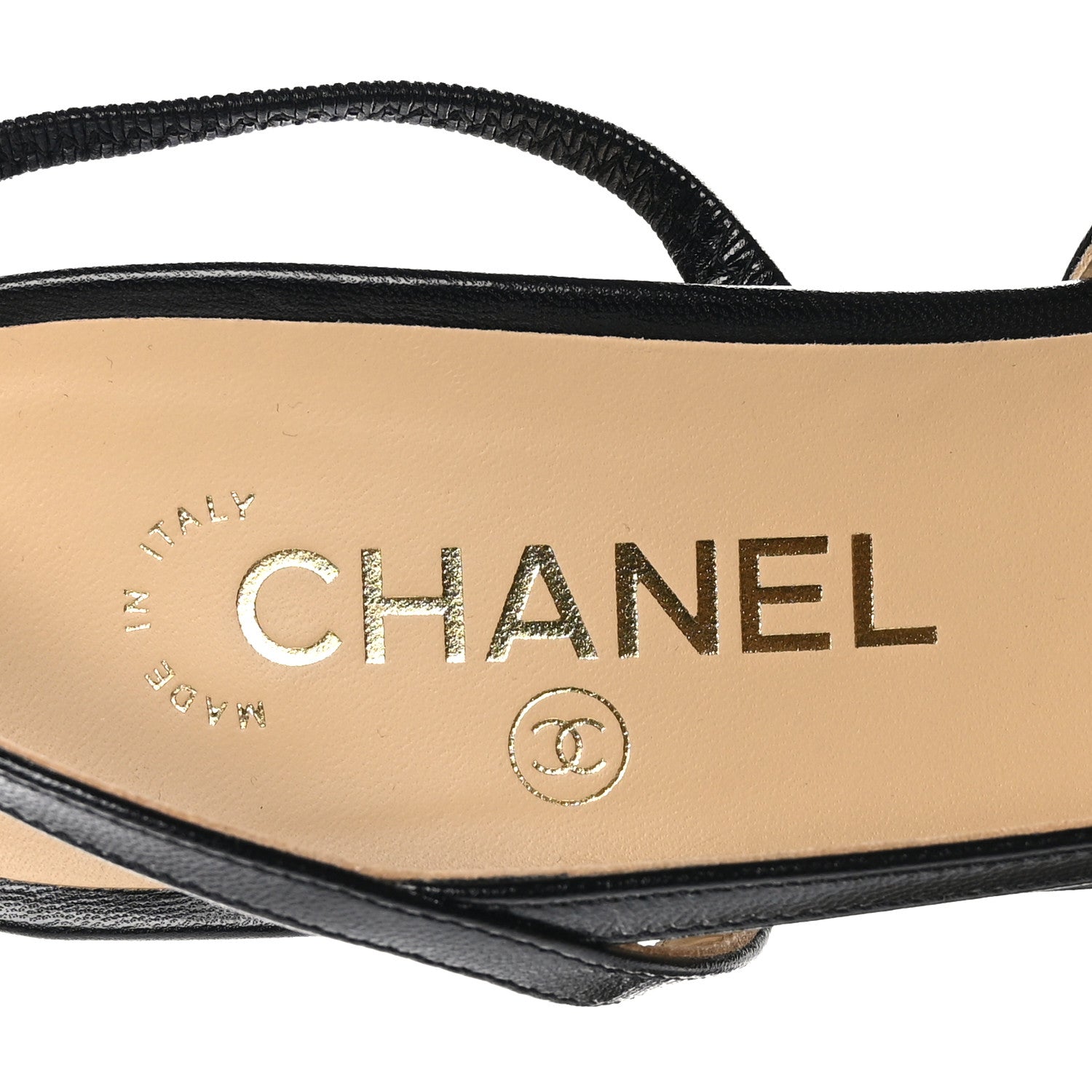 Chanel Goatskin Grosgrain Cap Toe CC Slingback Sandals 39.5 Black 7 of 9