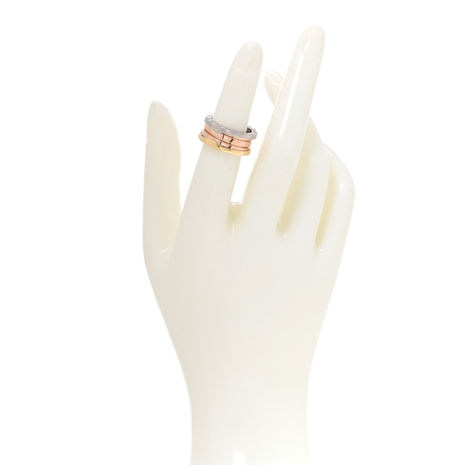 Bulgari 18K Rose White Yellow Gold B.Zero1 Three-Band Ring 51 5.75 2 of 7