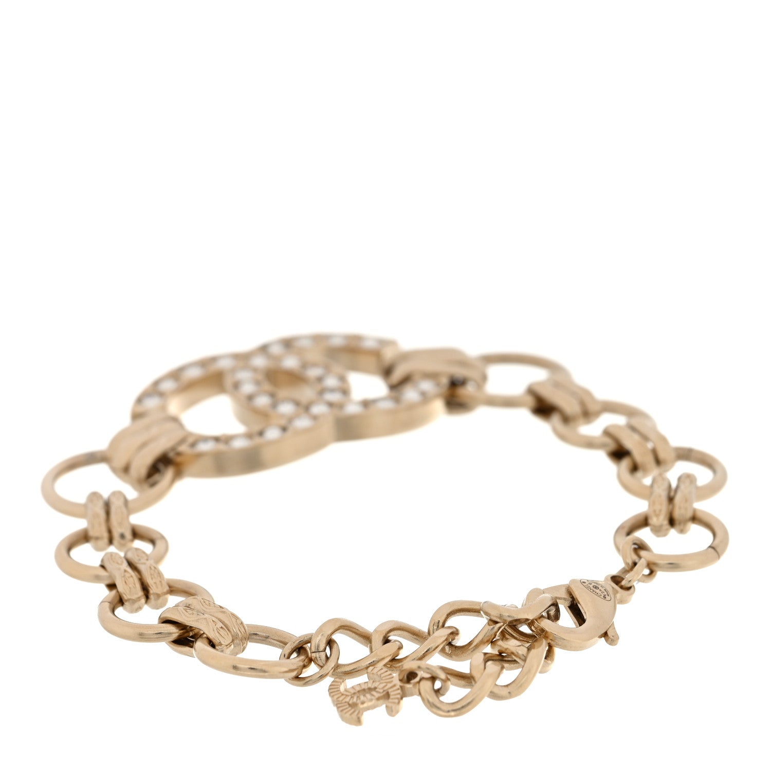 Chanel Crystal CC Link Bracelet Gold 3 of 5