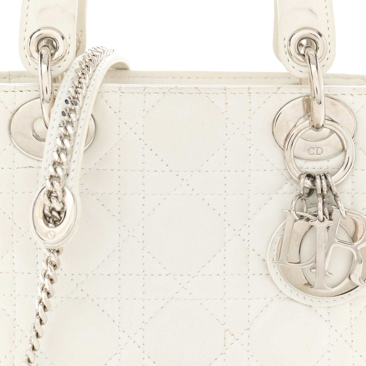 Lambskin Cannage Mini Lady Dior White