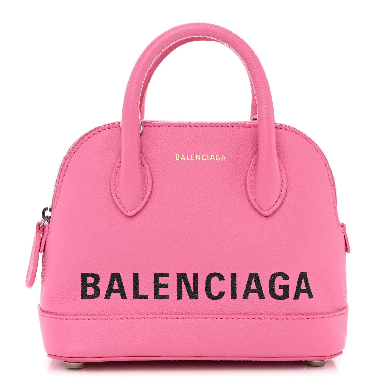 Balenciaga Signature Grained Calfskin Logo XXS Ville Top Handle Bag Rose Bubblegum Black 1 of 10