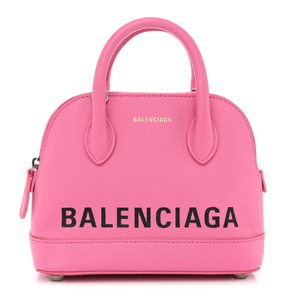 Balenciaga Signature Grained Calfskin Logo XXS Ville Top Handle Bag Rose Bubblegum Black 1 of 10