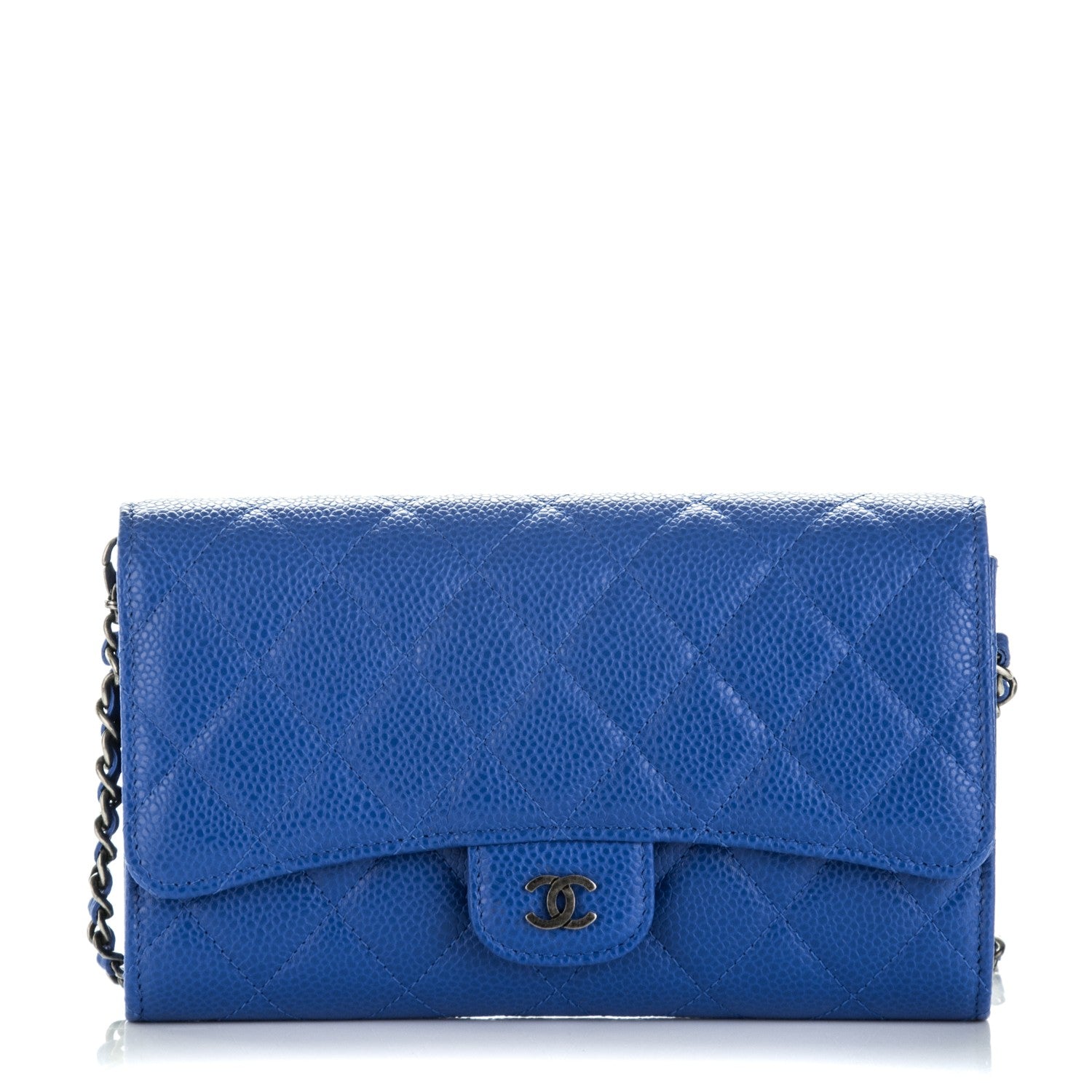 Chanel Caviar Quilted Wallet on Removable Chain Blue 1 of 9