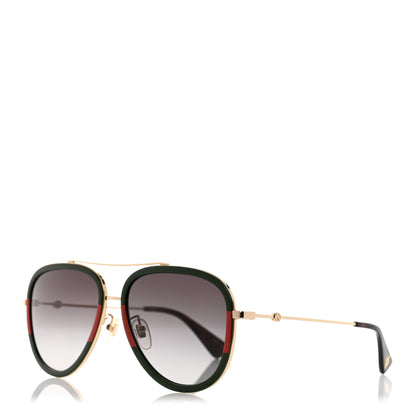 Gucci Acetate Web Aviator Sunglasses GG0062S Green Red 1 of 8