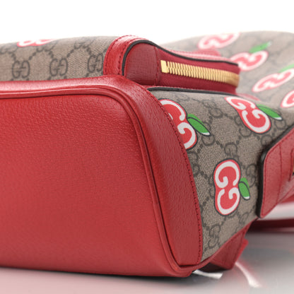 Gucci GG Supreme Monogram Apple Small Retro Interlocking G Day Backpack Beige Multicolor Lobster Red 10 of 12