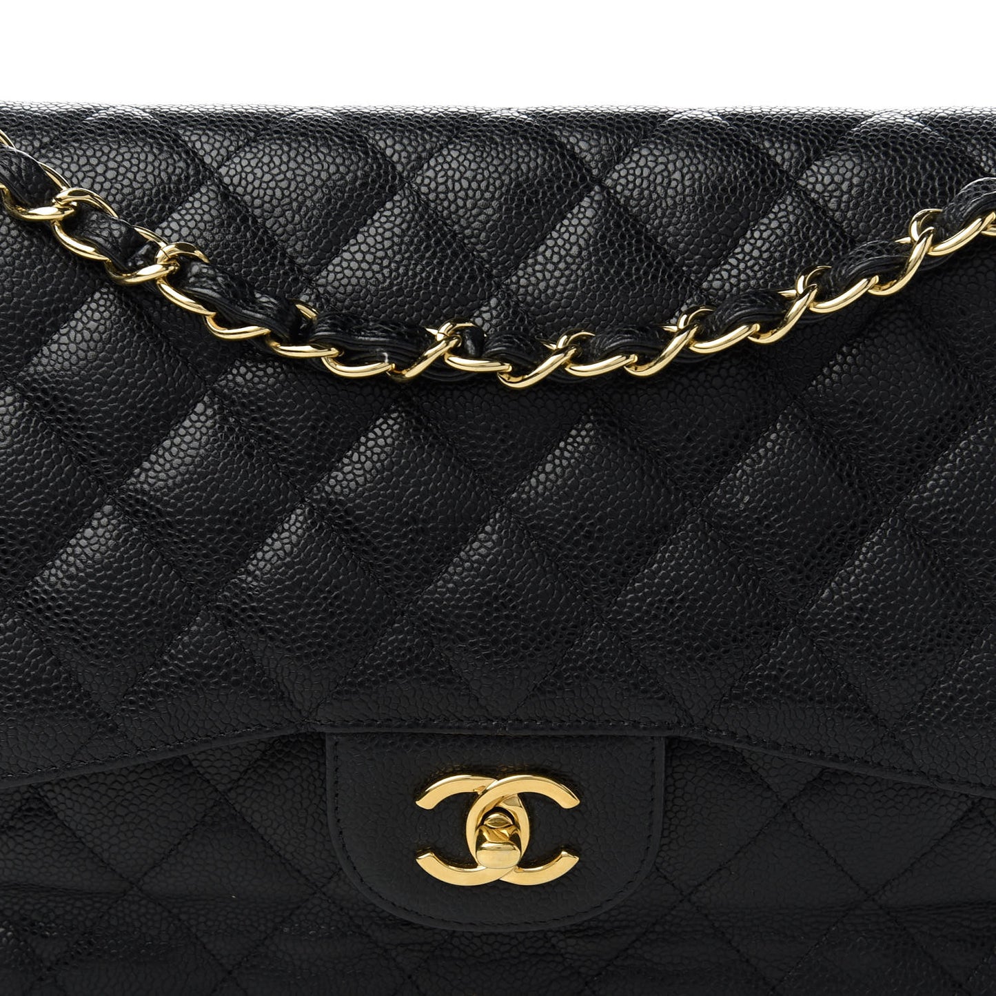 Caviar Quilted Jumbo Double Flap Black