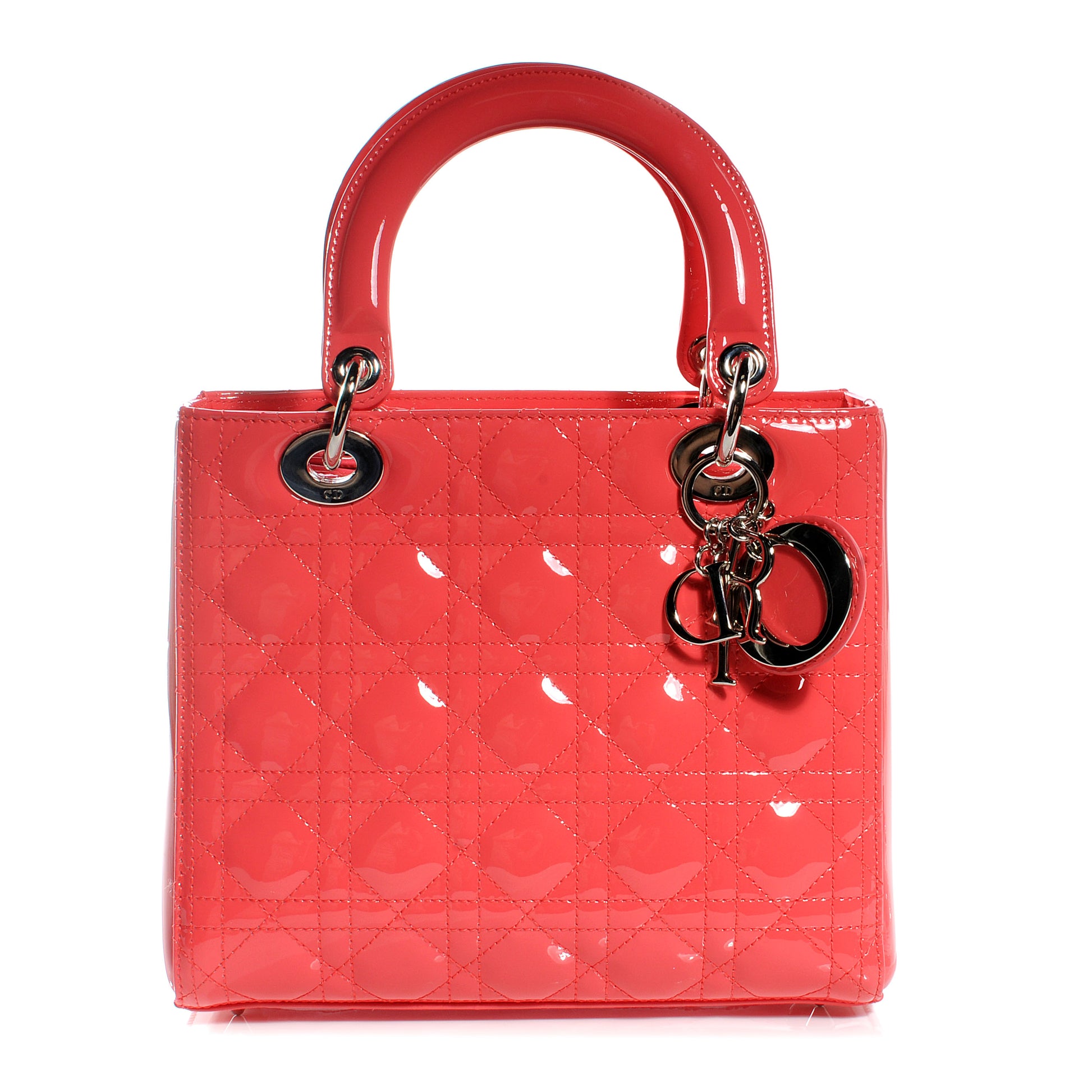 Christian Dior Patent Cannage Medium Lady Dior Coral 1 of 7