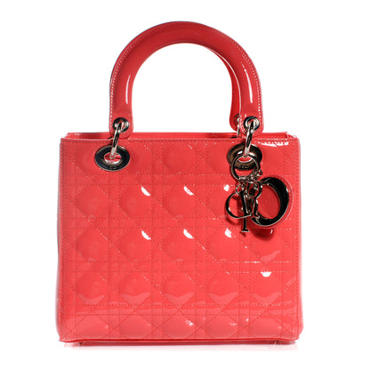 Christian Dior Patent Cannage Medium Lady Dior Coral 1 of 7