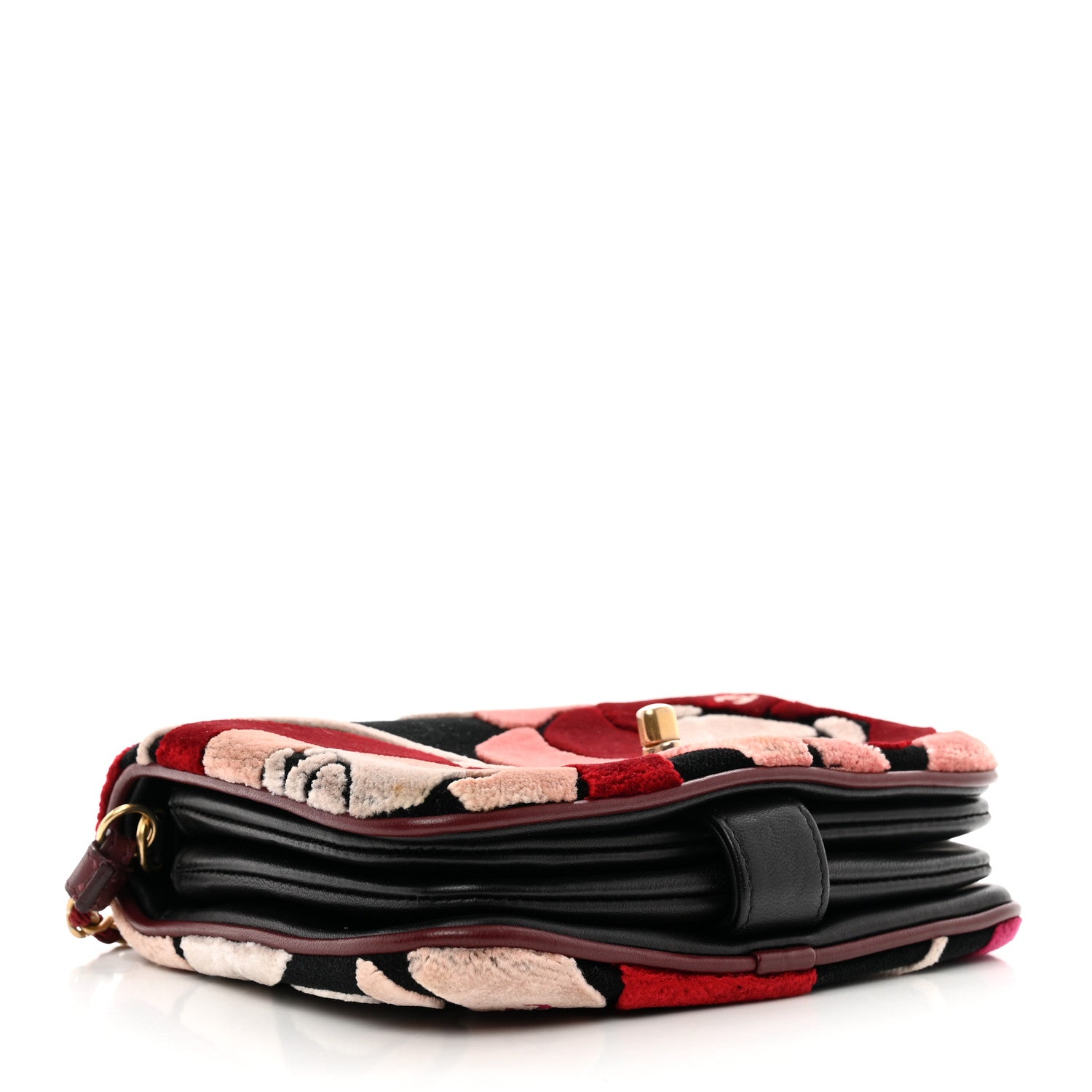 Chanel Velvet Lambskin Mini Camellia Flap Black Burgundy 4 of 12