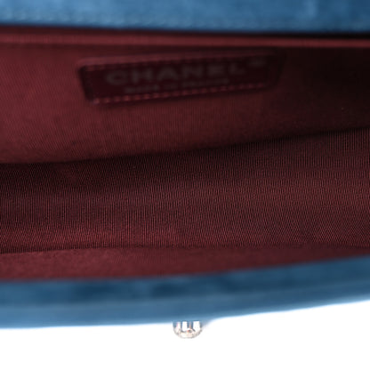 Chanel Nubuck Chevron Quilted Medium Boy Flap Blue 5 of 10