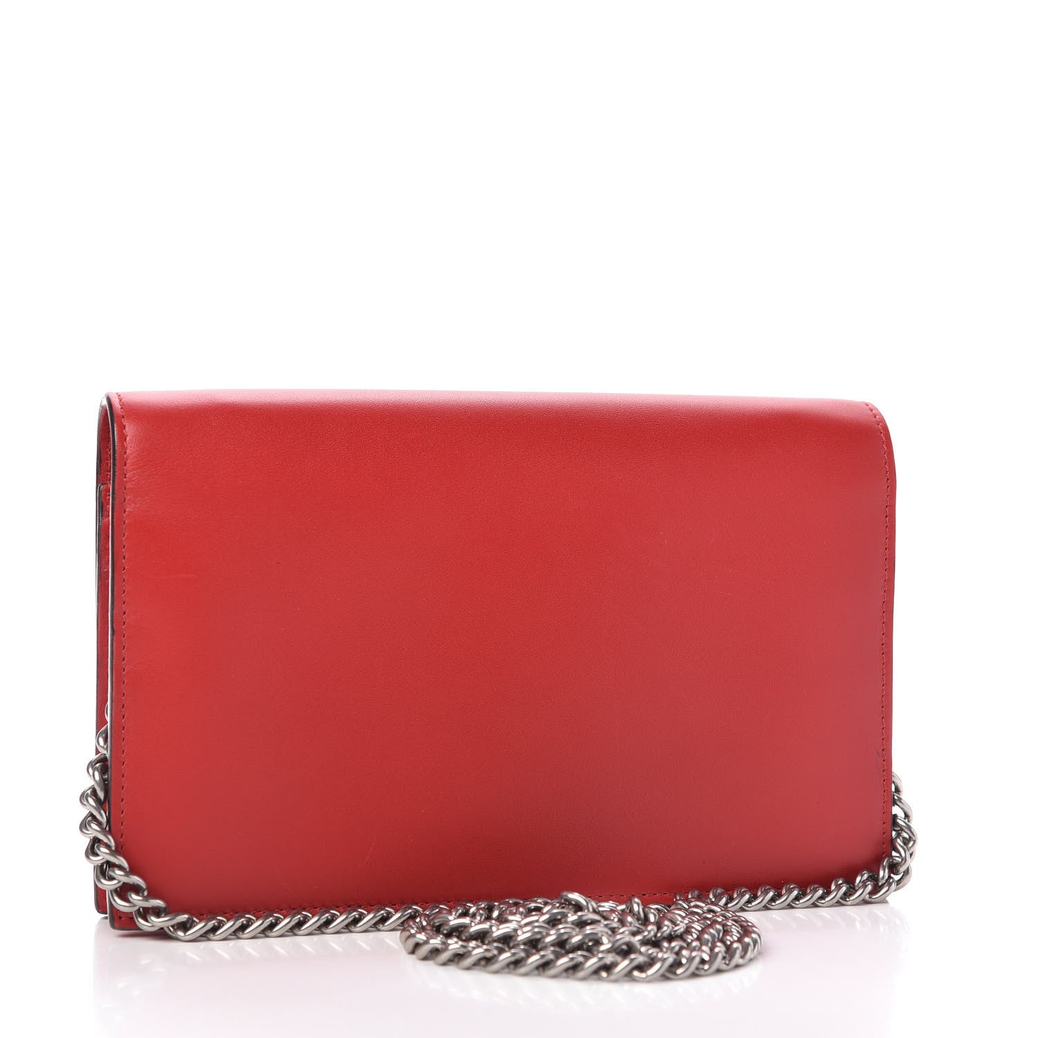 Gucci Calfskin Embossed Chain Wallet Red 3 of 8