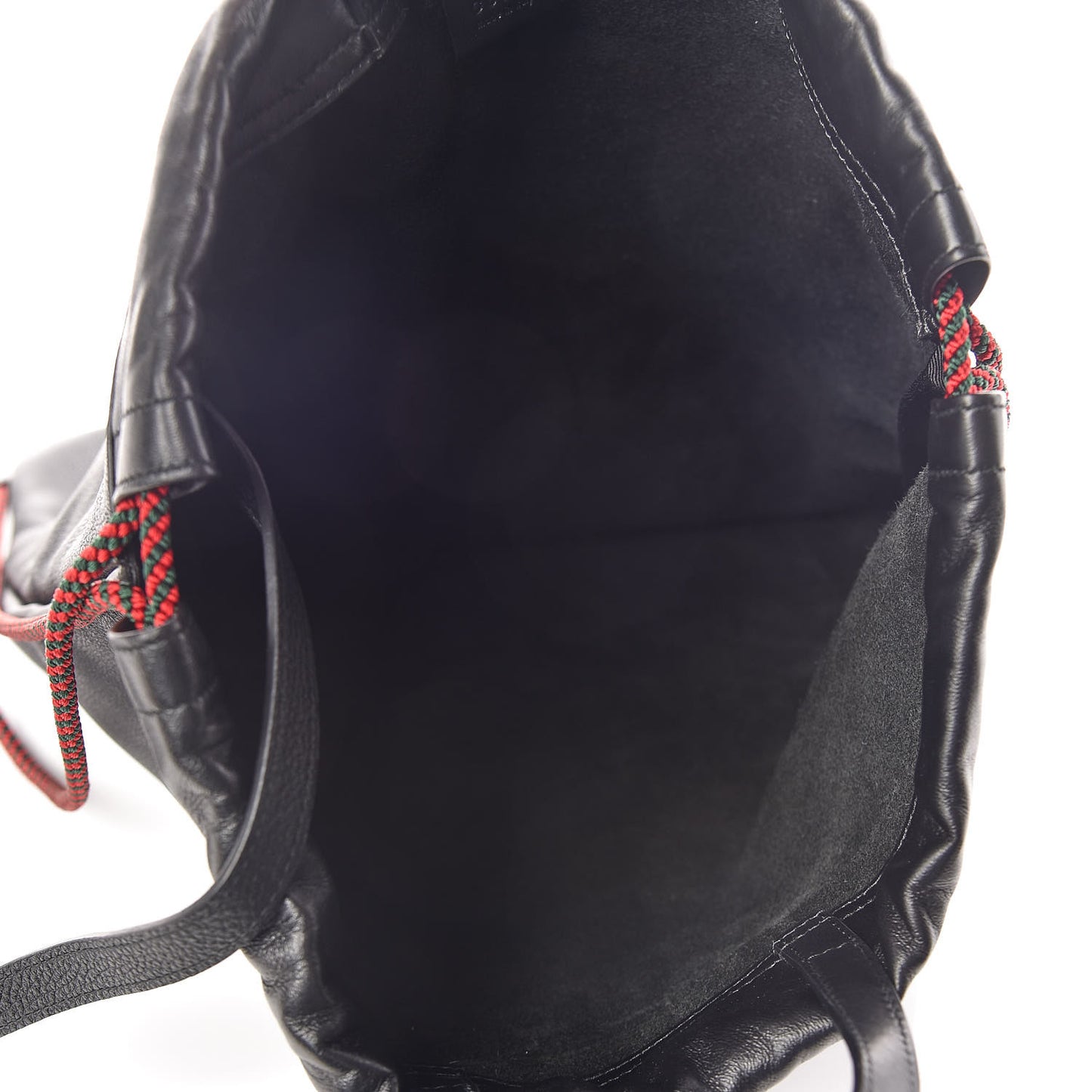 Calfskin Logo Drawstring Backpack Black