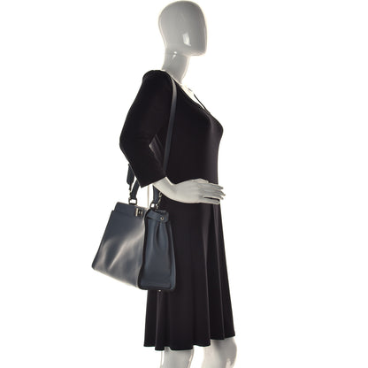 Fendi Vitello Seta Shiny Nappa Medium Peekaboo Iconic Satchel Tempesta Grigio Perla 3 of 13