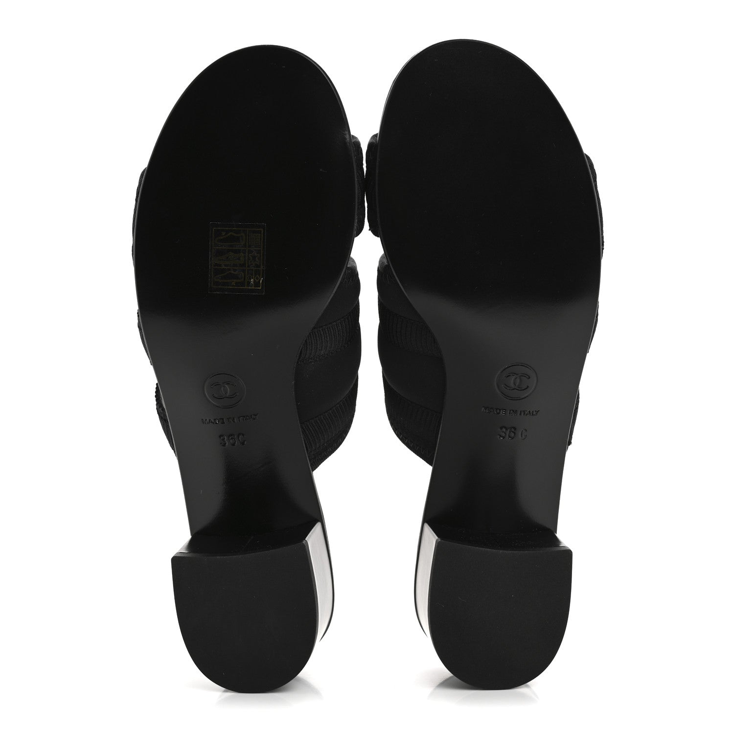 Chanel Fabric Metal CC Logo Mules 36 Black 6 of 10