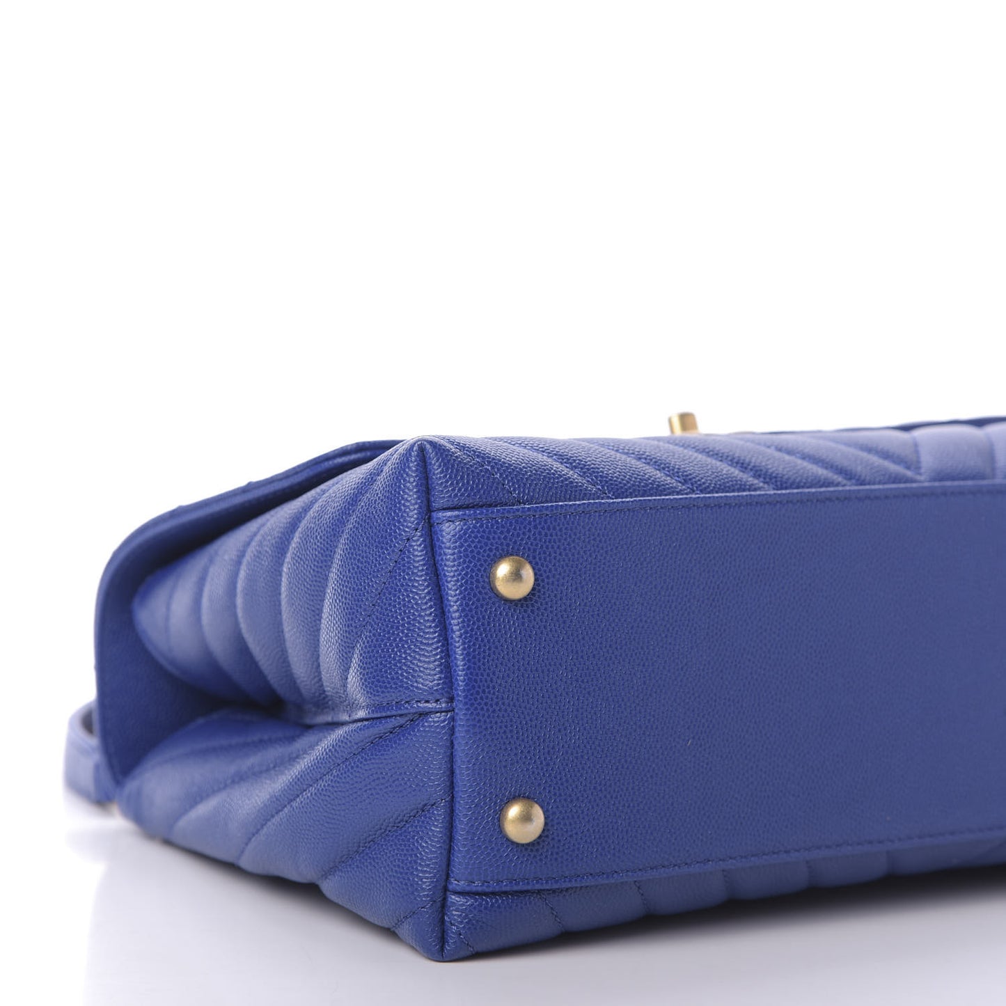 Caviar Chevron Quilted Small Coco Handle Flap Blue
