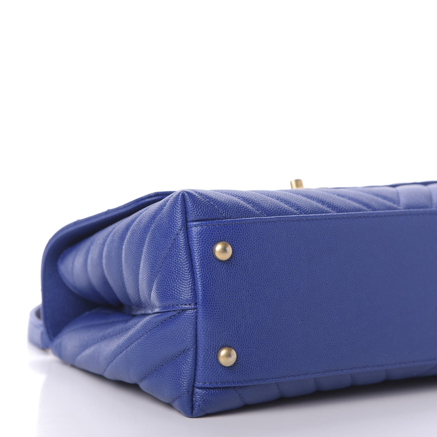 Chanel Caviar Chevron Quilted Small Coco Handle Flap Blue 6 of 10