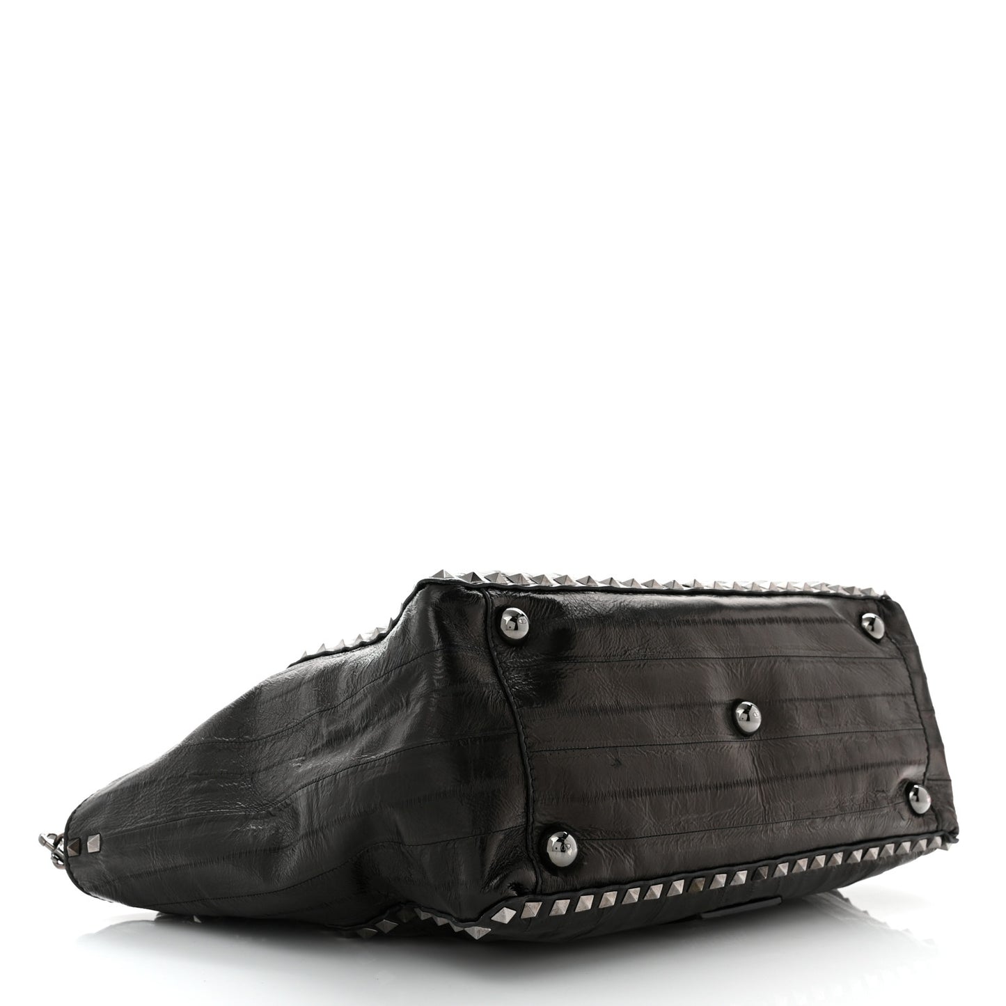 Eel Skin Medium Rockstud Tote Black