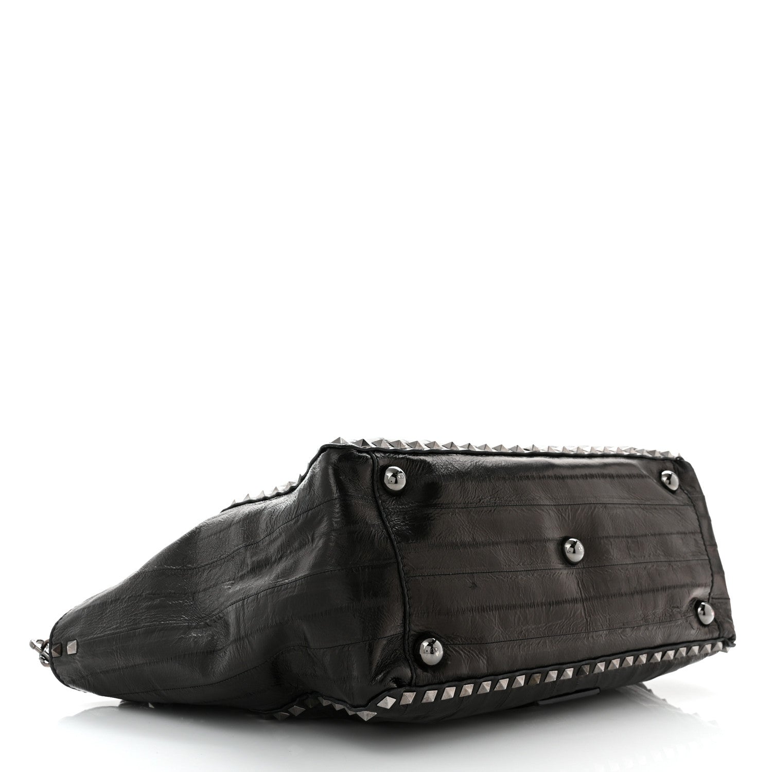 Valentino Garavani Eel Skin Medium Rockstud Tote Black 3 of 10