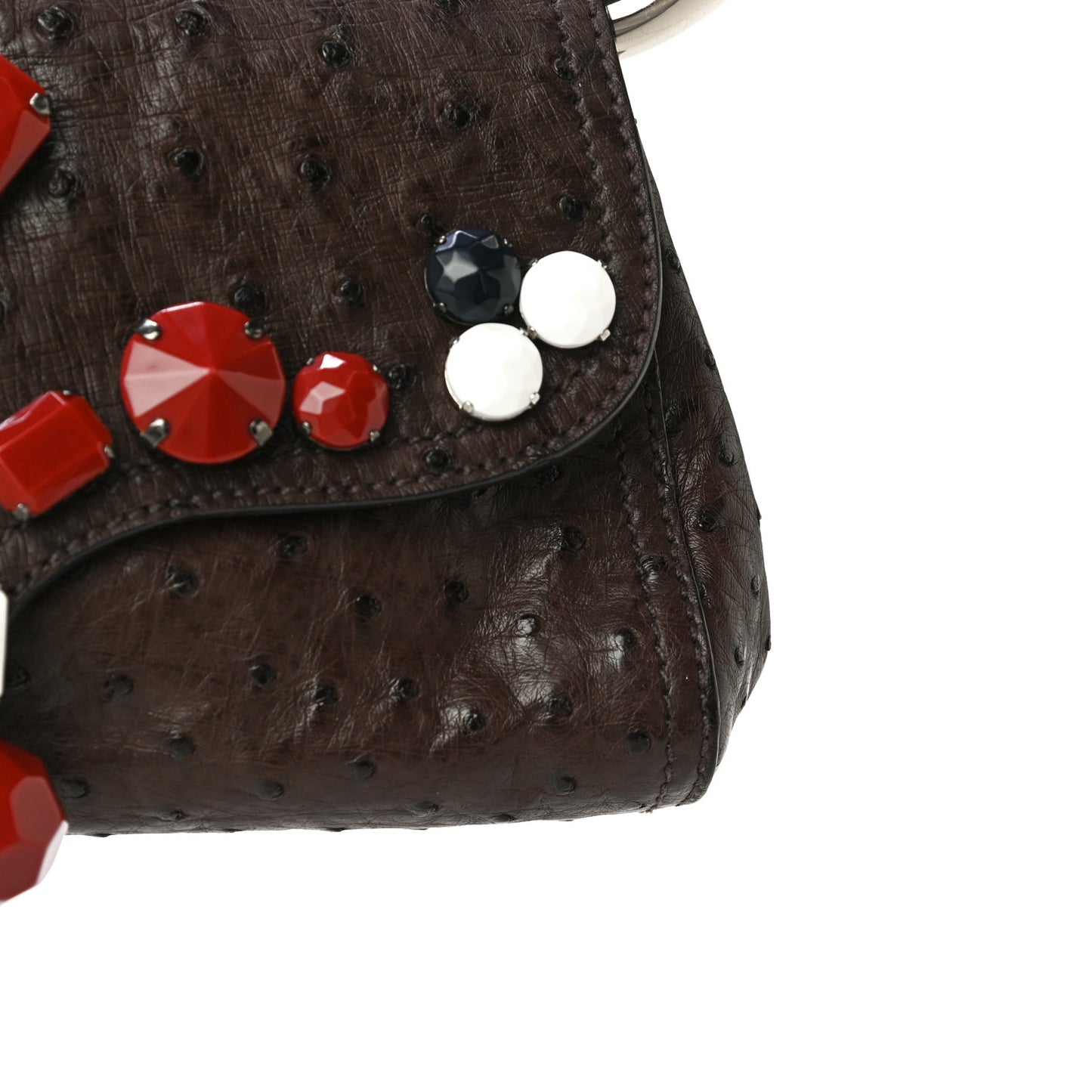 Ostrich Beaded Bag Brown