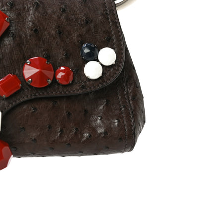 Prada Ostrich Beaded Bag Brown 21 of 23