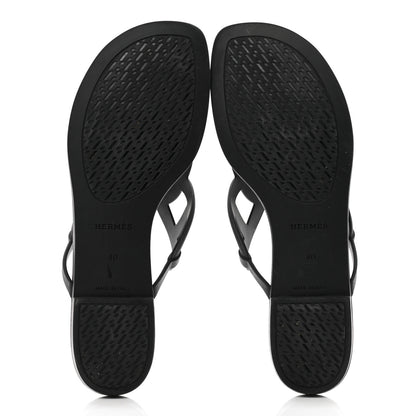 Hermes Rubber Womens Egerie Sandals 40 Black 5 of 11
