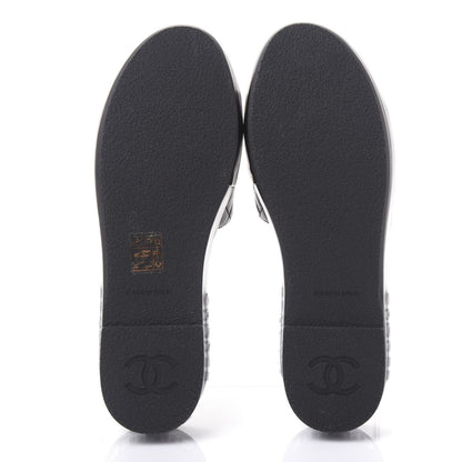 Chanel Lambskin Quilted CC Espadrille Slip On Sandals 38 Black 6 of 10