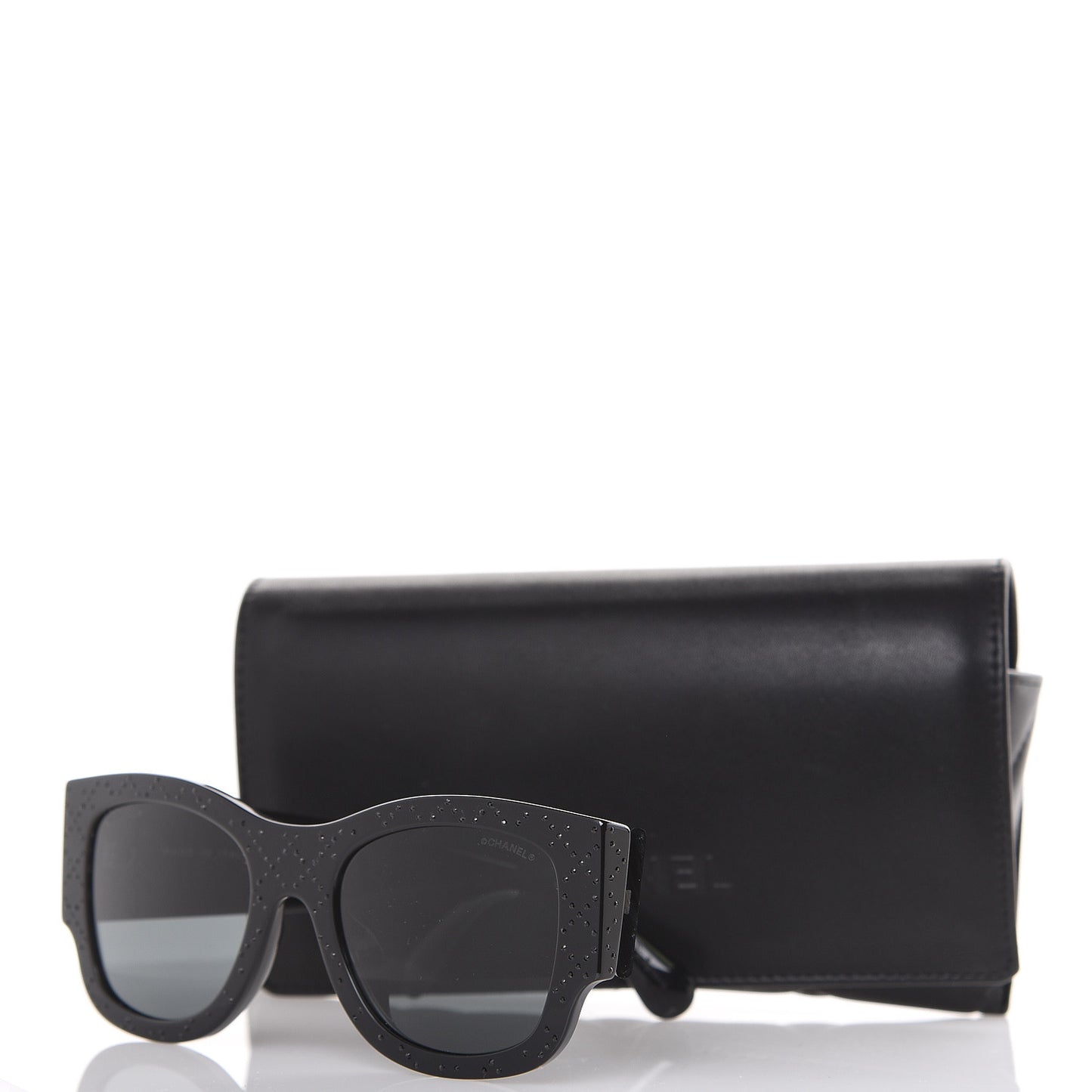Acetate Strass Rectangle Sunglasses 5421B Black