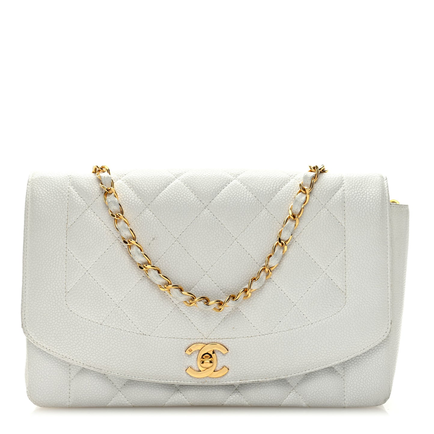 Caviar Quilted Medium Single Flap White