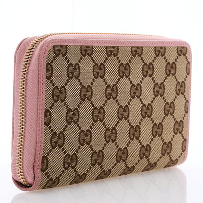 Gucci Monogram Dollar Calfskin Zip Around Wallet Beige Ebony Soft Pink 3 of 6