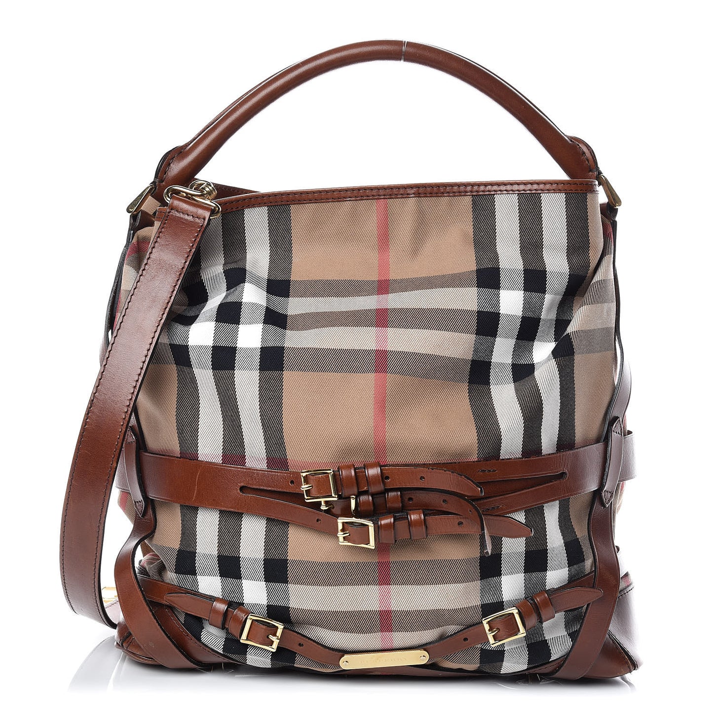House Check Bridle Calfskin Medium Gosford Hobo Dark Tan