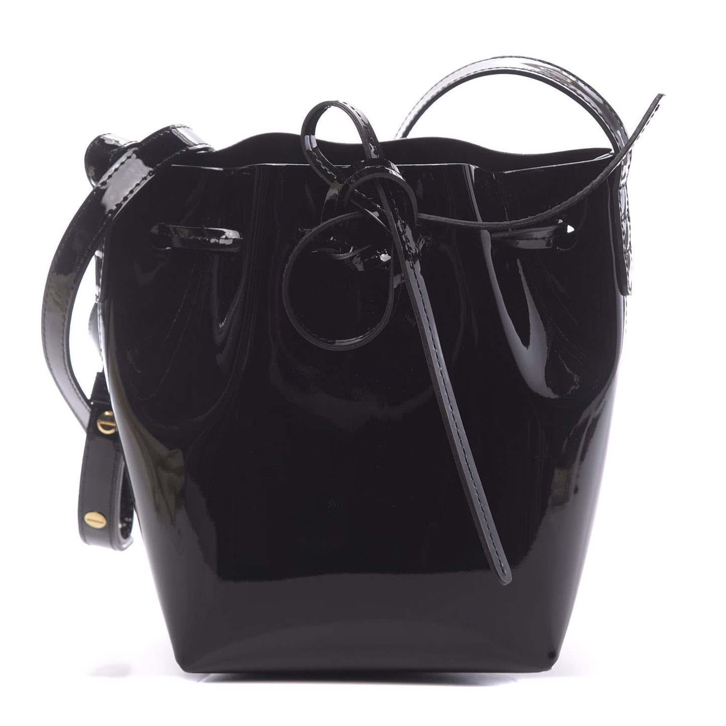 Patent Calfskin Mini Mini Bucket Bag Black