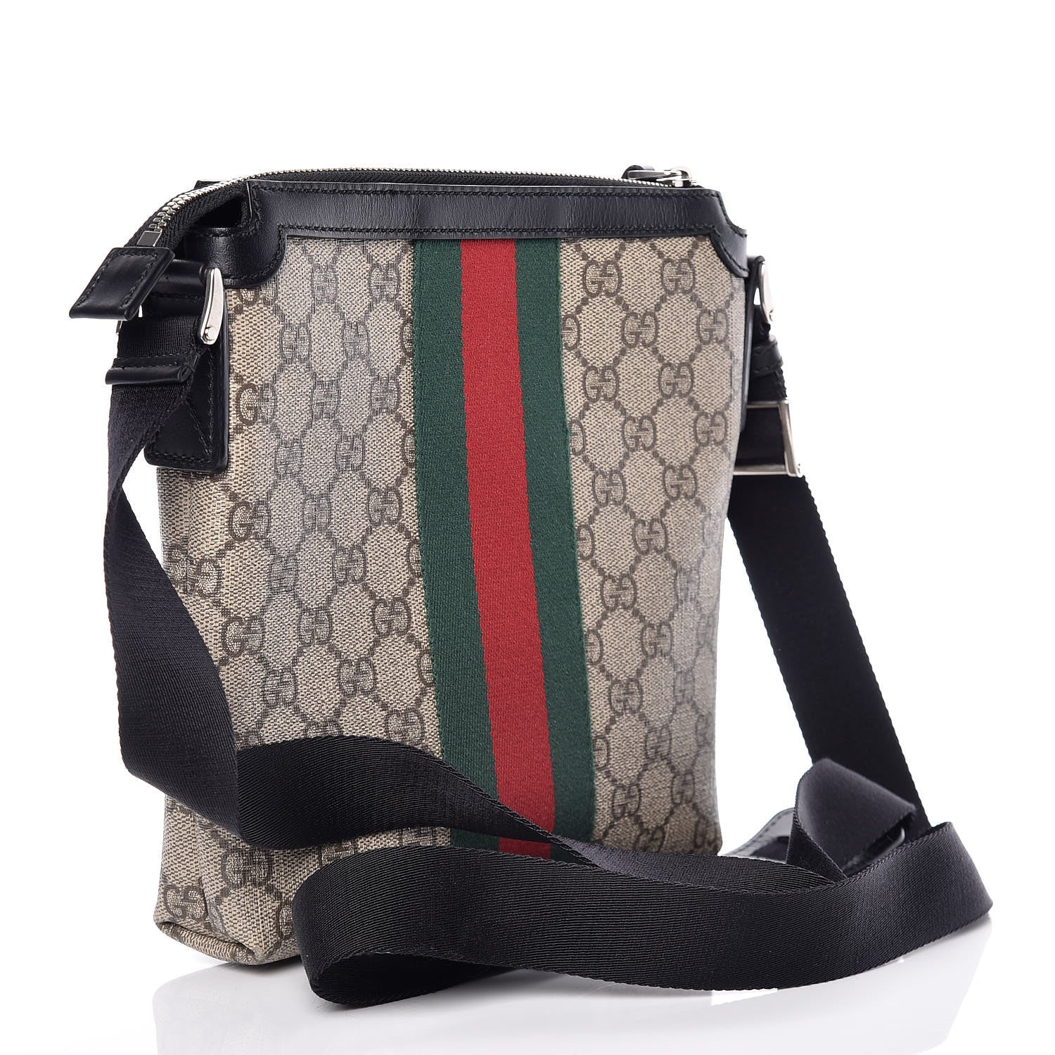 Gucci GG Supreme Monogram Web Messenger Bag Black 3 of 9