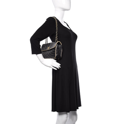 Chanel Lambskin Chevron Small Single Flap Bag Black Beige 2 of 16