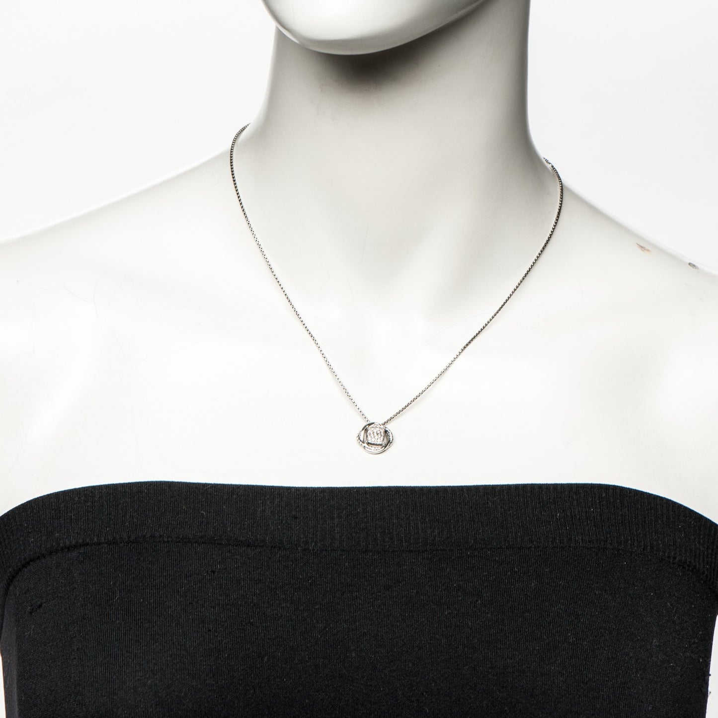 Sterling Silver Diamond 7mm Infinity Pendant Necklace