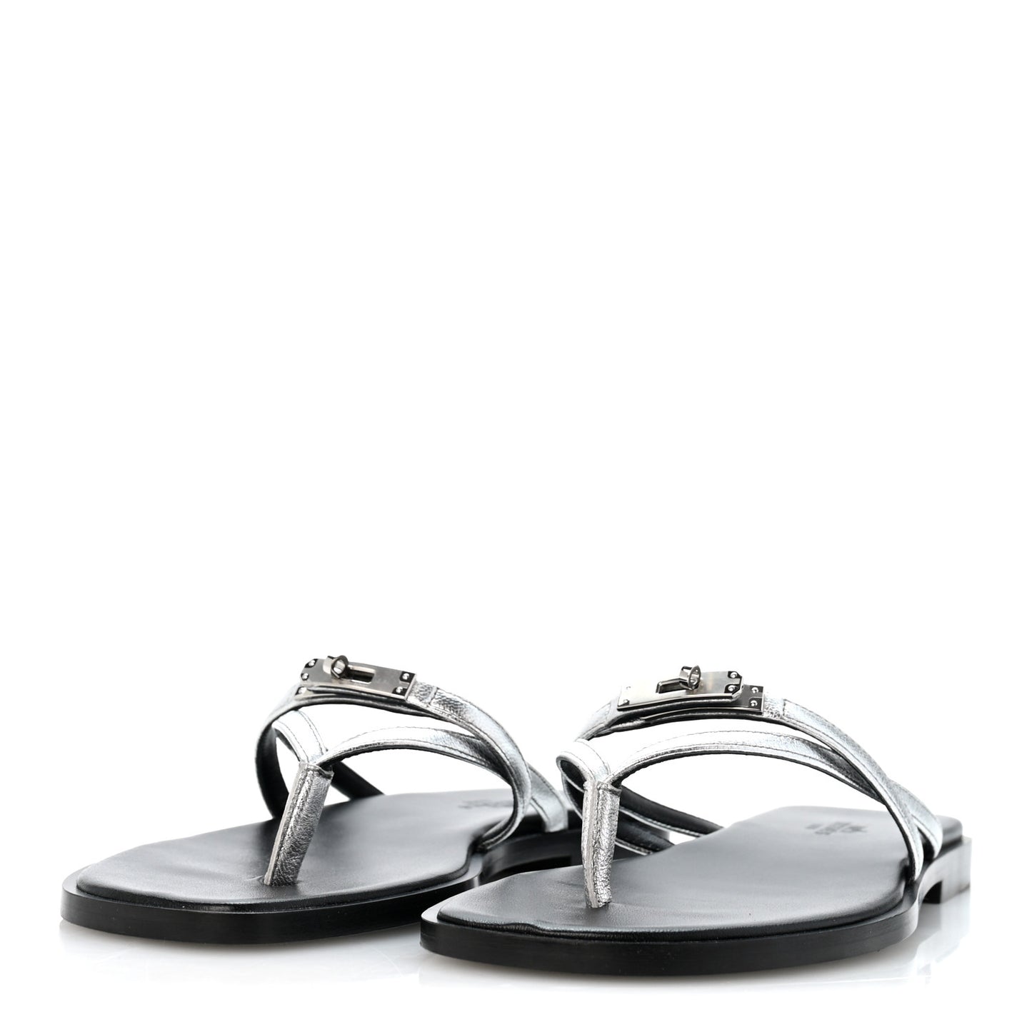 Metallic Goatskin Miss Sandals 36 Gris Argente