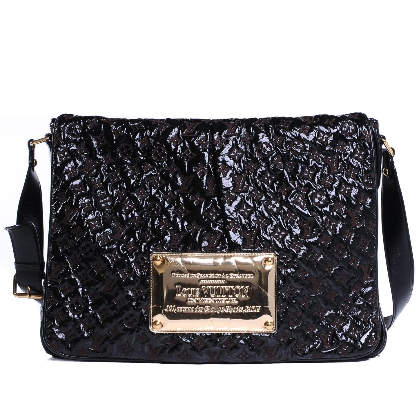 Vinyl Monogram Squishy Inventeur Messenger Bag Black
