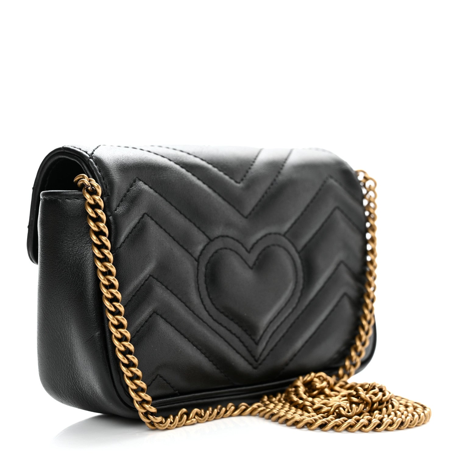 Gucci Calfskin Matelasse Super Mini GG Marmont Shoulder Bag Black 3 of 10