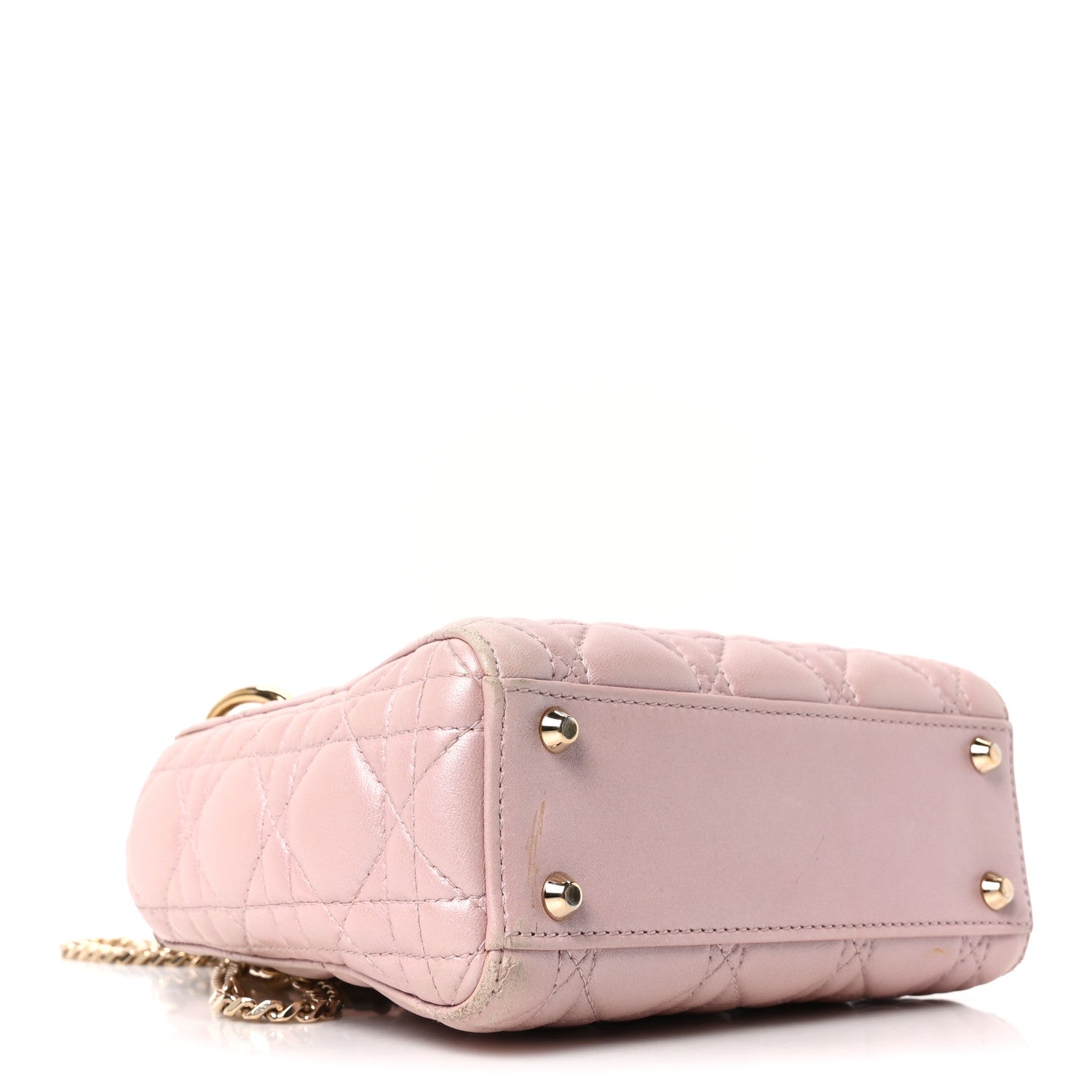 Christian Dior Metallic Lambskin Cannage Mini Lady Dior Lotus 4 of 9