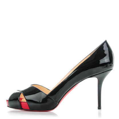 Christian Louboutin Patent Shelley 90 Pumps 40.5 Black Red 1 of 8