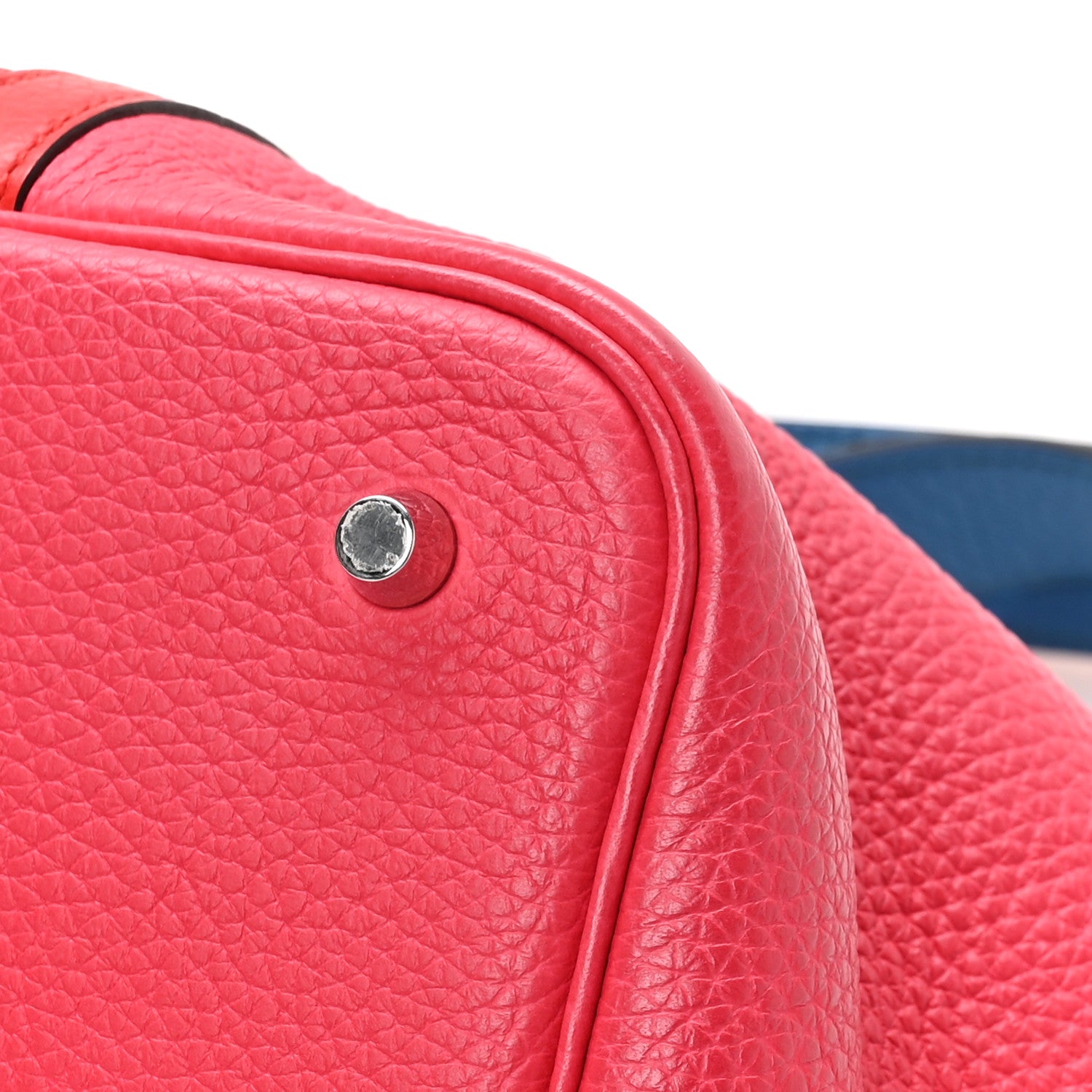 Hermes Taurillon Clemence Casaque Picotin Lock 22 MM Rouge De Coeur Rose Extreme Bleu Zanzibar 12 of 12