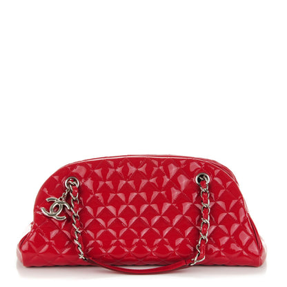 Chanel Patent Quilted Medium Just Mademoiselle Bowling Bag Red 1 of 7