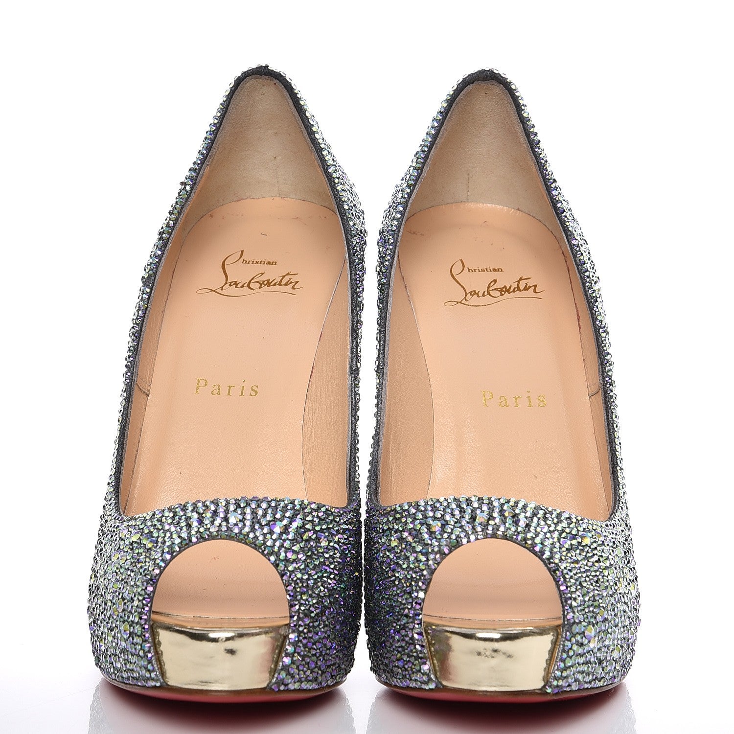 Christian Louboutin Suede Strass New Very Riche 120 Pumps 37.5 Crystal Paradise 2 of 9