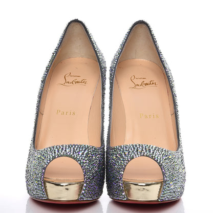 Christian Louboutin Suede Strass New Very Riche 120 Pumps 37.5 Crystal Paradise 2 of 9