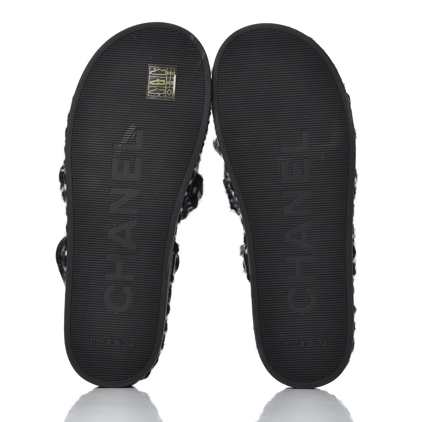 Cord Lambskin Quilted Logo Sandals 39 Black White