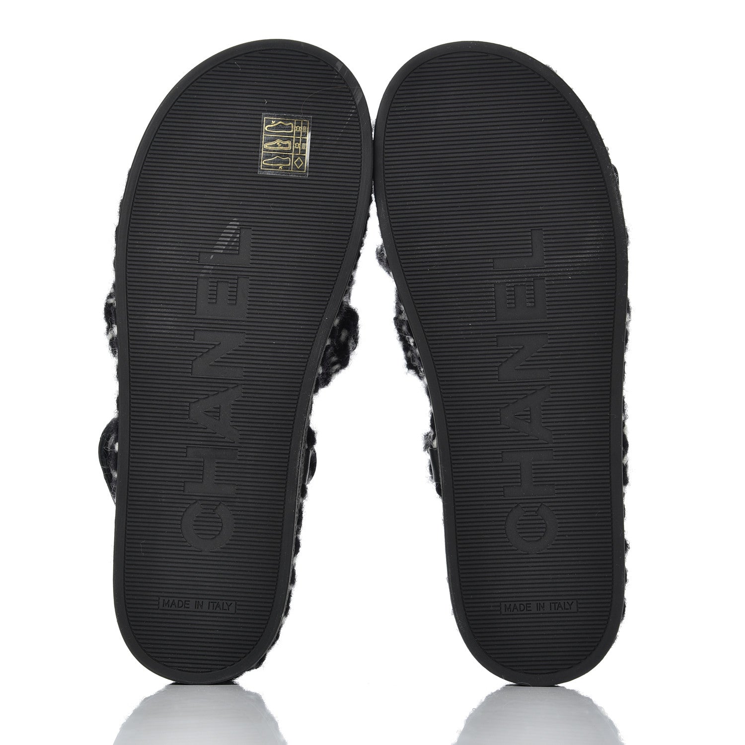 Chanel Cord Lambskin Quilted Logo Sandals 39 Black White 5 of 10