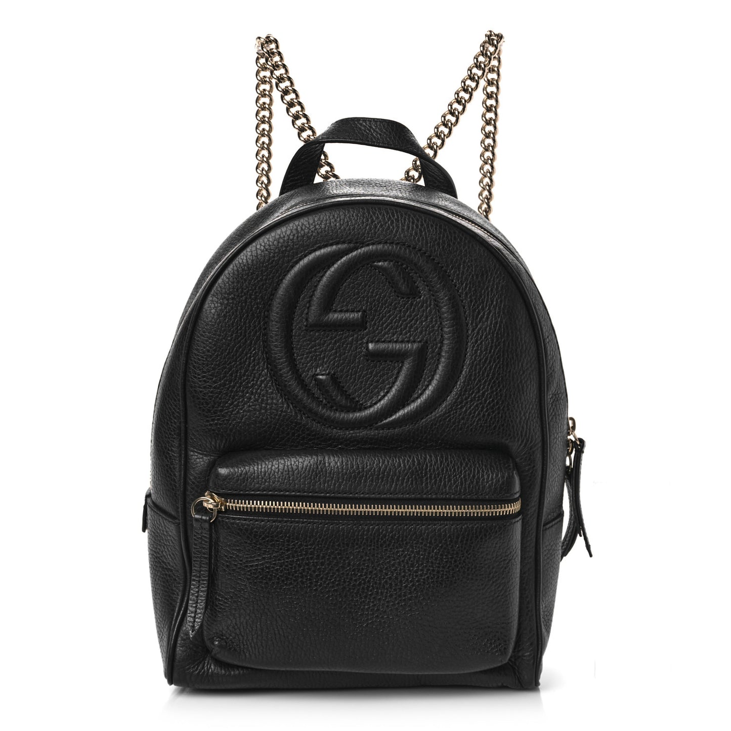 Pebbled Calfskin Soho Chain Backpack Black